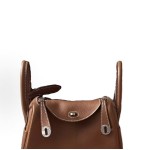 HERMES Lindy 19 Silver clasp Handbag 19 Women\'s gold Brown